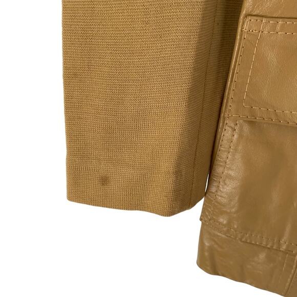 Gina Teresa 60s Vintage Leather Wool Blend Tan Jacket size 12 - Picture 4 of 10